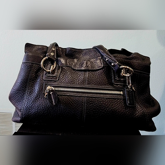 COACH | Penelope Black Handbag Shoulder Bag | Ruffle Top Pebbled Leather | Y2K - Picture 4 of 13